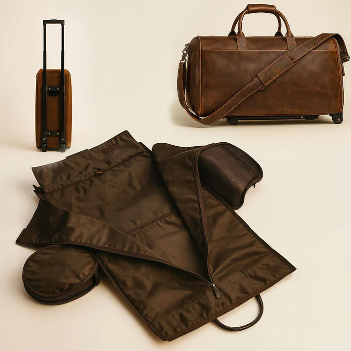 sac pliable de voyage en cuir à roulette