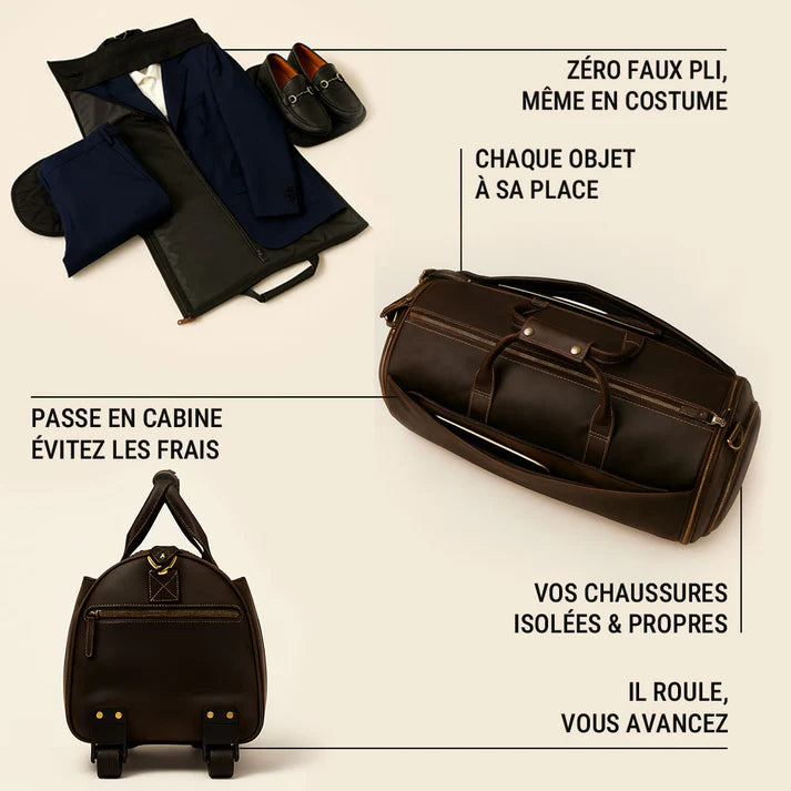 Sac pliable de voyage en cuir à Roulette – The Winnie Mae™