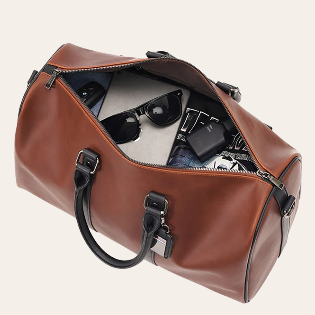 Sac de voyage de luxe cabine week-end en cuir homme.