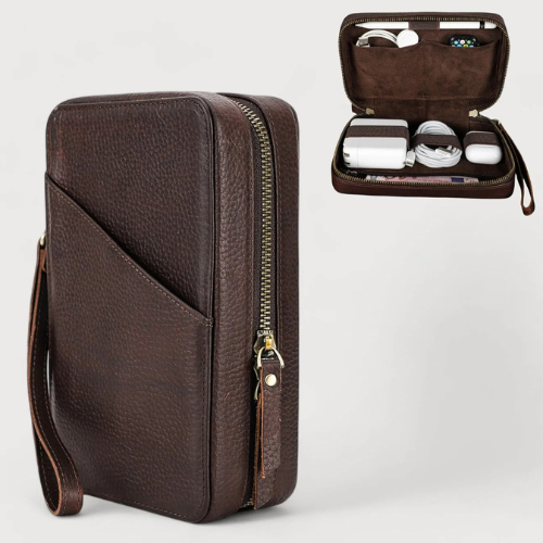 Trousse de rangement en cuir