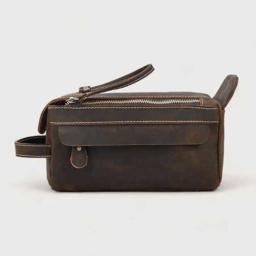 Leather toiletry bag