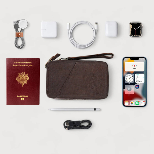 Trousse de rangement en cuir Sacvoyageur