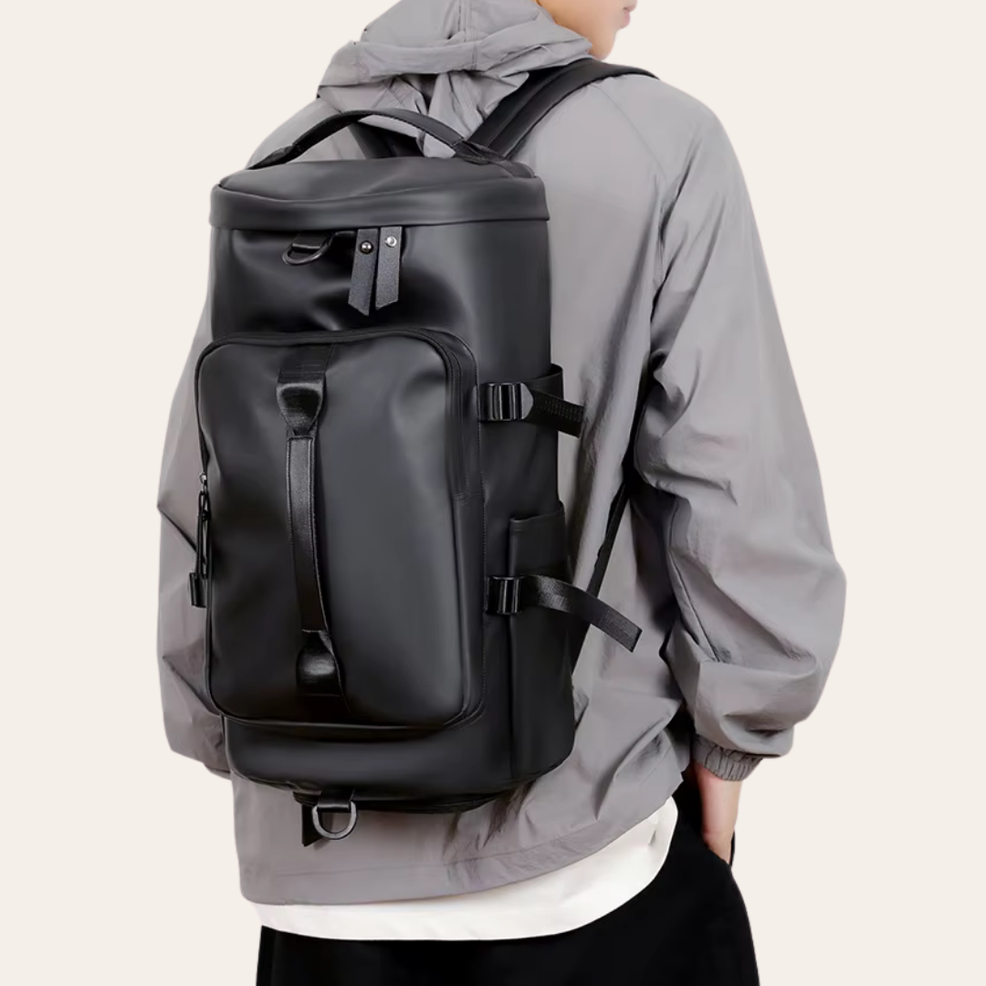 Grand sac à dos de voyage cabine week-end en cuir homme.