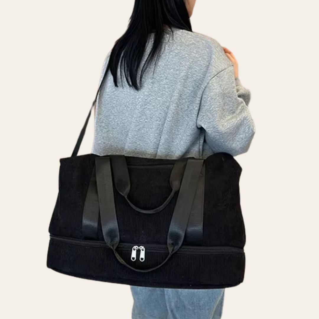 Sac a main a bandoulière en velour cabine week end femme.