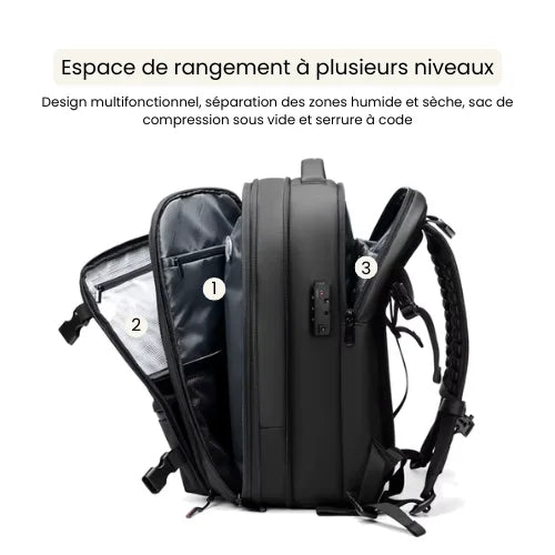 Sac a dos compression sous vide cabine week end