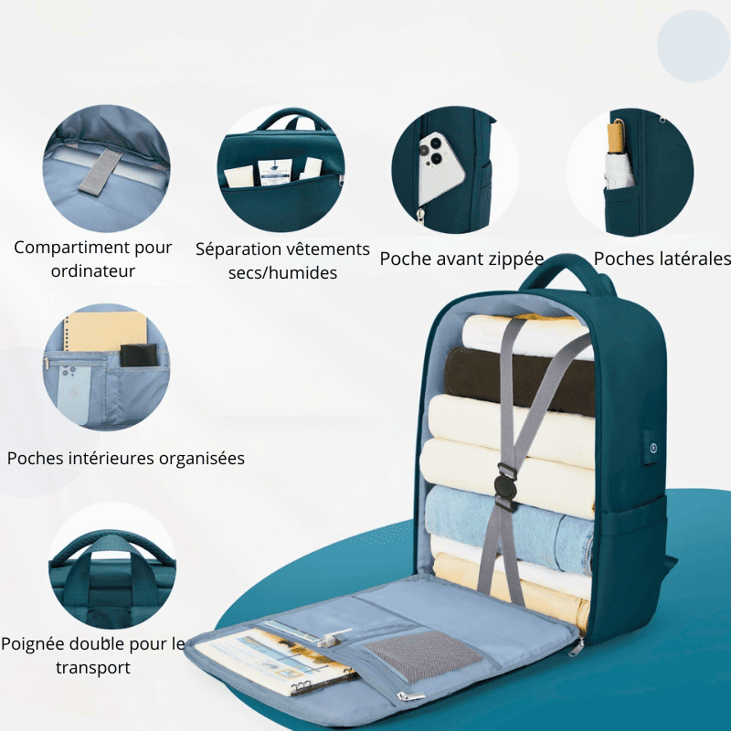 Sac a dos à la mode cabine week end femme avec port USB