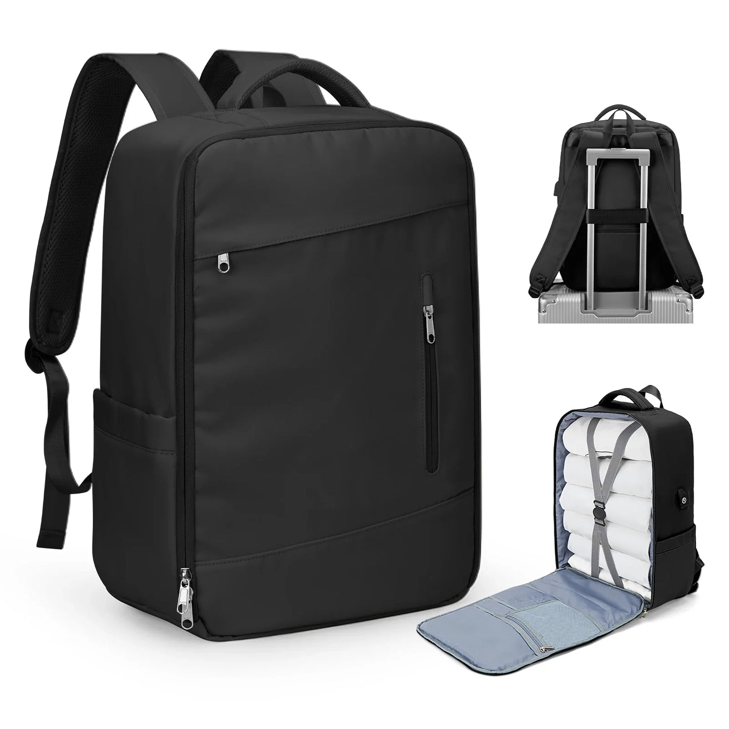 Sac a dos noir cabine Format EasyJet avec port USB
