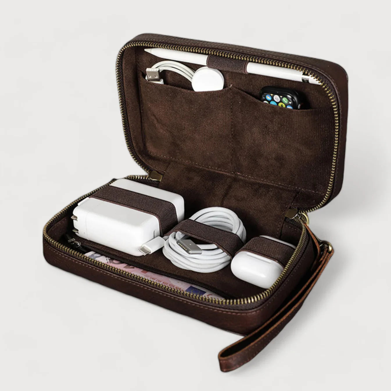 Trousse de rangement en cuir