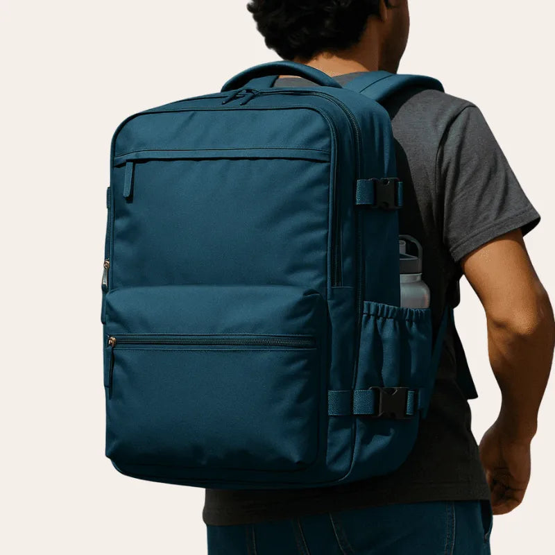 Sac à dos cabine compressible sous vide bleu