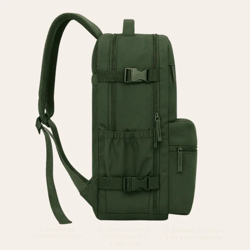 Sac à dos cabine compressible sous vide vert