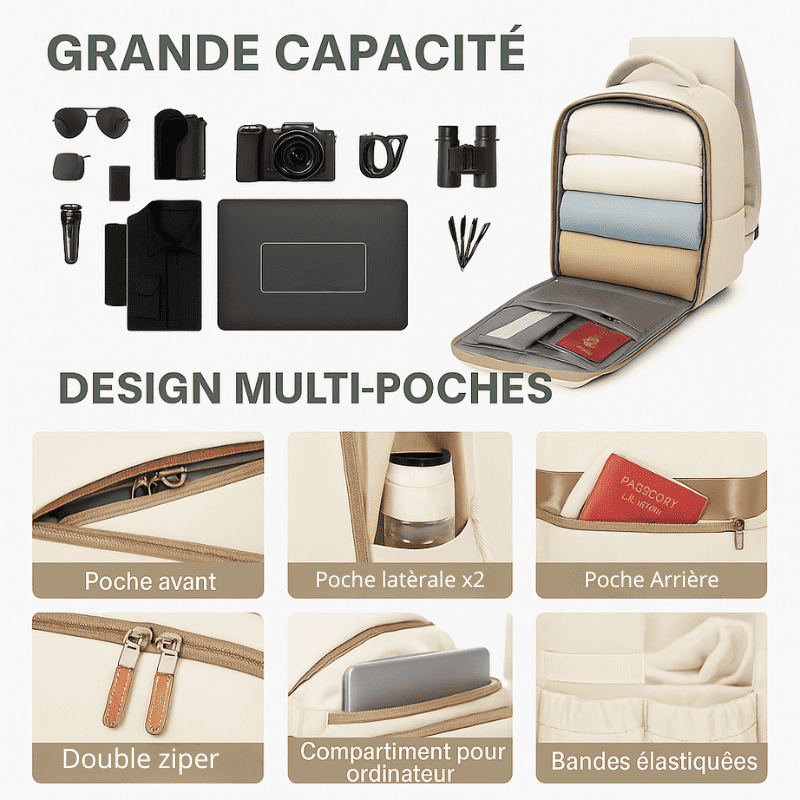 Sac a dos urbain beige pour femme – Format Ryanair