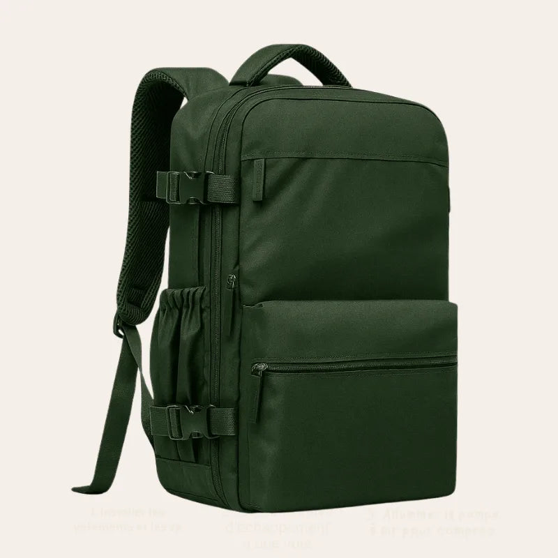Sac à dos cabine compressible sous vide vert