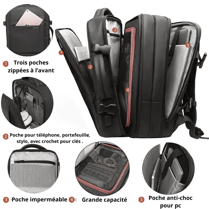 Sac a dos easyjet extensible et antivol pour homme