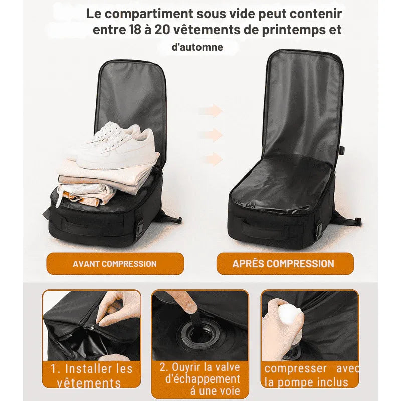 Sac a dos compression sous vide 35L