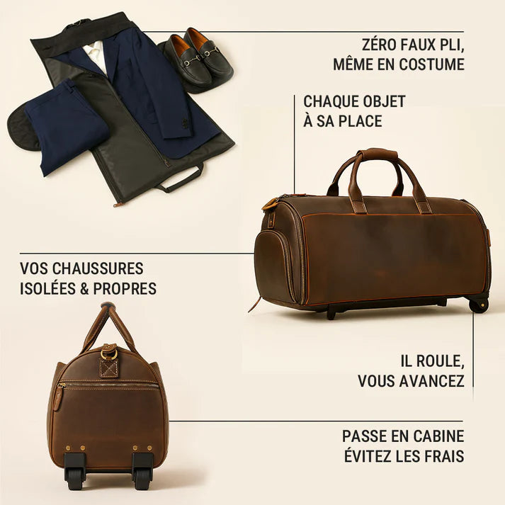Sac pliable de voyage en cuir à Roulette – The Winnie Mae™