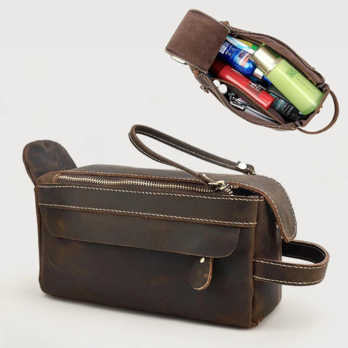 Leather toiletry bag