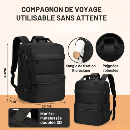 Sac à dos cabine compressible sous vide noir