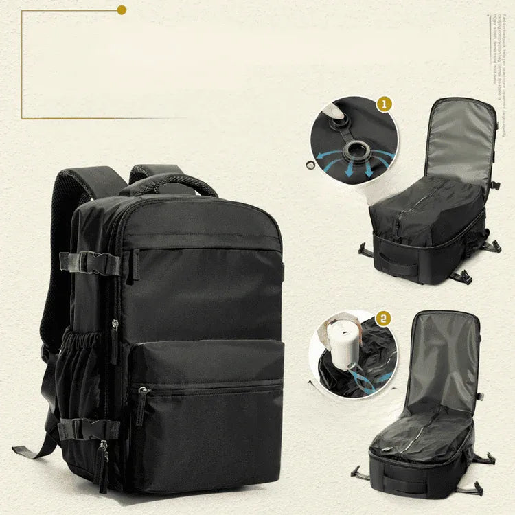 Sac à dos cabine compressible sous vide noir