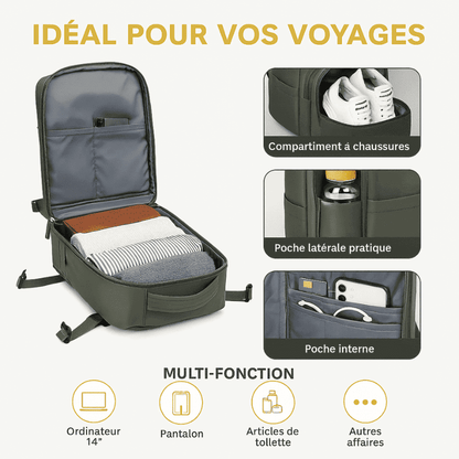 Sac a dos de voyage femme noir - compartiment chaussures